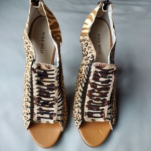Nine West Kingz Leather animal print heels
